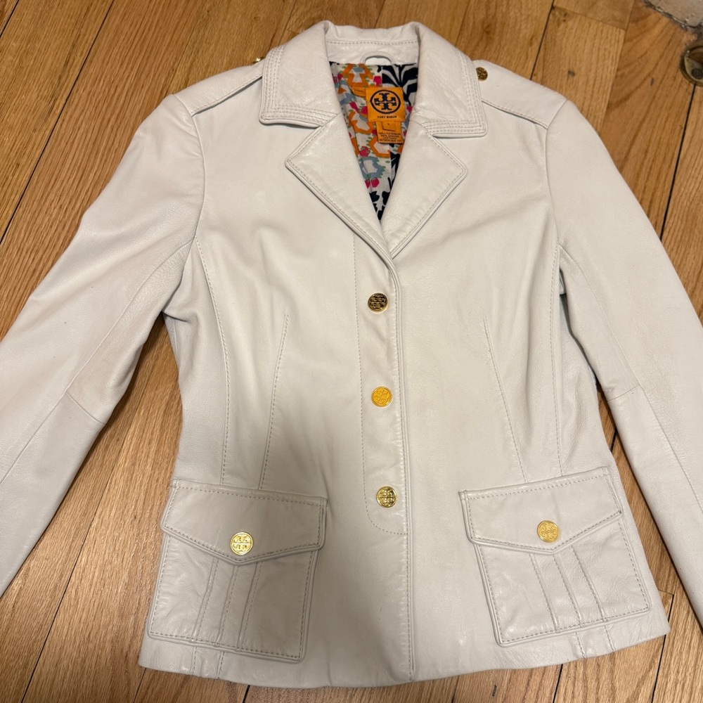 Tory Burch White Leather Jacket